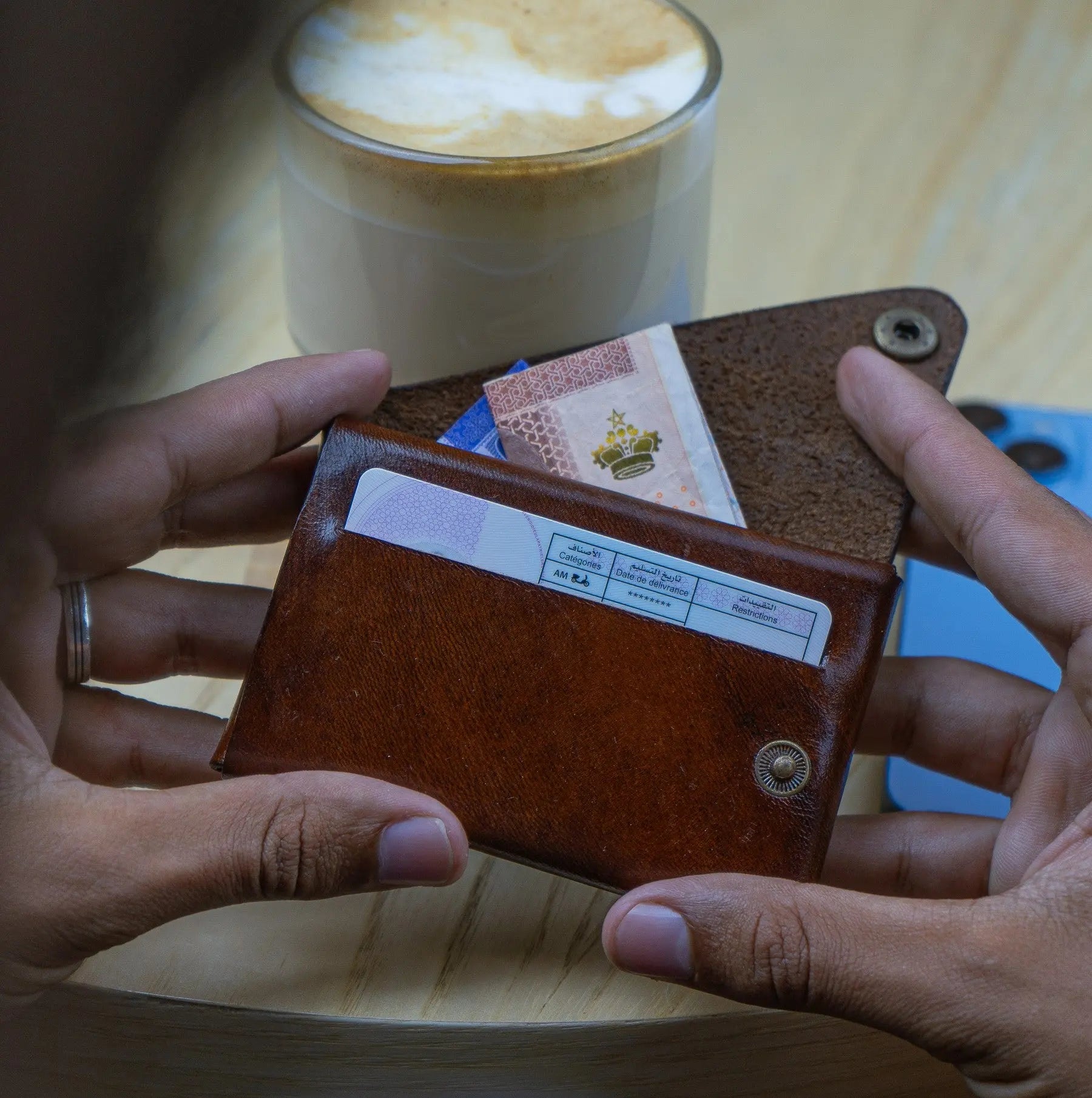 Portefeuille porte-cartes en cuir JLDCRAFT.eur